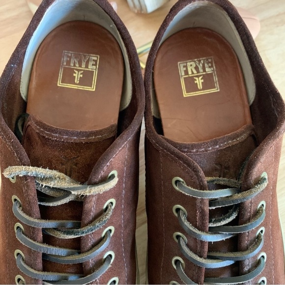 Frye Chambers Mens Low Top Suede Sneakers Brown Leather Cap-Toe Lace Up Size 11 - Picture 8 of 16